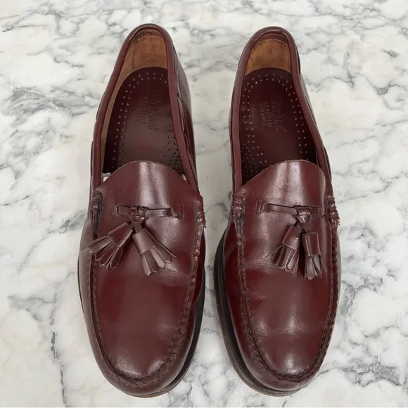 GH Bass Weejuns Classic Brown/Burgandy Leather Tassel Loafers Mens 10 D